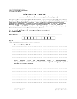 Medical Certificate for Psychological-Pedagogical Needs