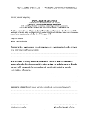 Medical Certificate for Special Education Needs