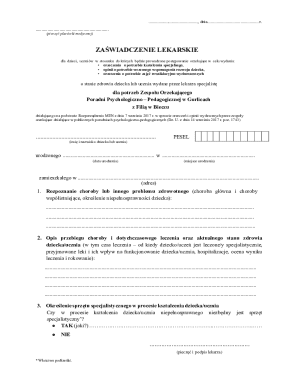 Medical Certificate for Special Education Needs