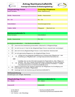Nachbarschaftshilfe Antrag Form