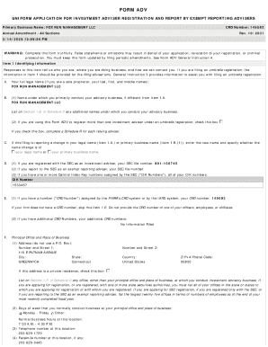 Form ADV Investment Adviser Registration