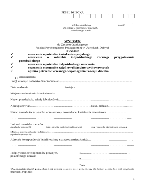 PESEL DZIECKA Application Form