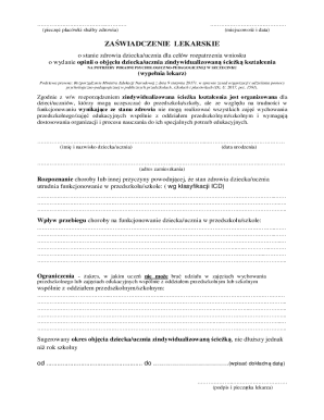 Medical Certificate for Individualized Education