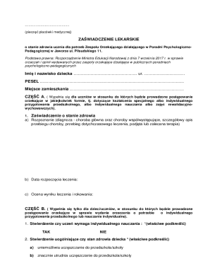 Medical Certificate for Student Health Status