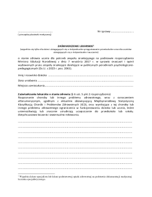 Medical Certificate for Educational Needs
