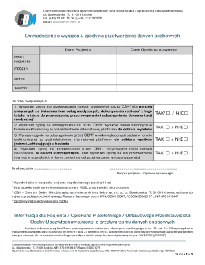 Medical Data Processing Consent Form