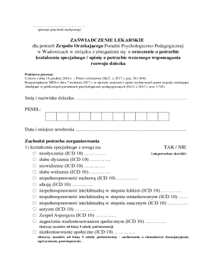 Medical Certificate for Special Education Needs