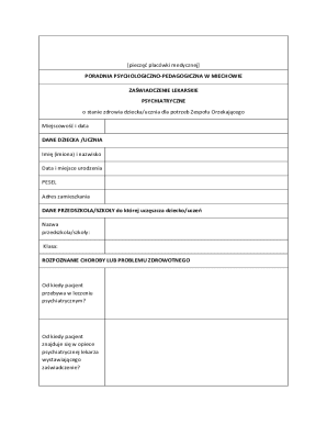 Psychiatric Medical Certificate for Student