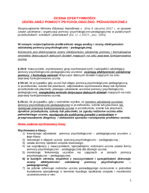 Polish Psychological-Pedagogical Assistance Evaluation Form