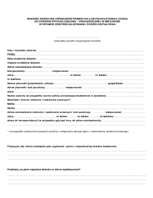 Parental Request for Individualized Education Path