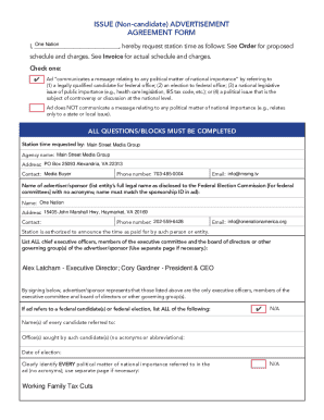 Political Broadcast Agreement Form PB-19