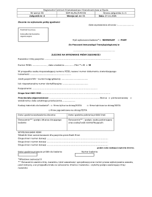 Blood Compatibility Test Order Form