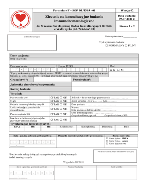 Formularz F – SOP DL/K/03 - 01