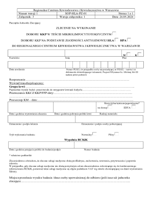 Medical Order Form for HLA Typing