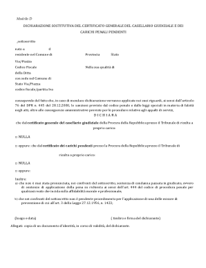 Italian Criminal Record Declaration Form