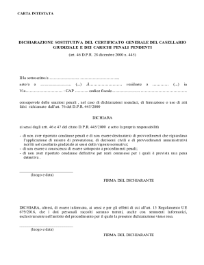 Italian Criminal Record Declaration Form