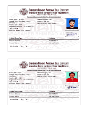 Provisional Exam Form for TDC Part III Examination 2024