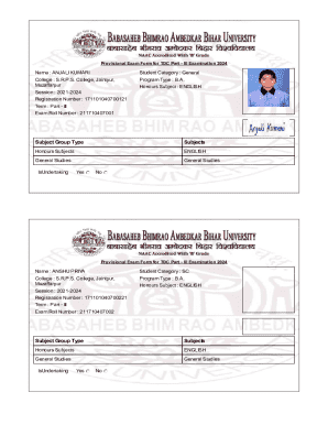 Provisional Exam Form for TDC Part III Examination 2024