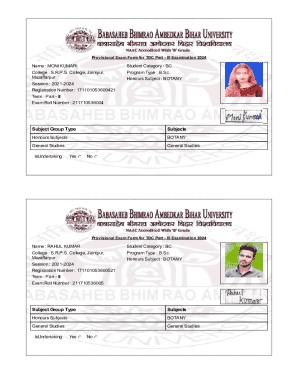 Provisional Exam Form for TDC Part III