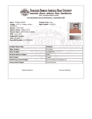 Provisional Exam Form for UG Semester - I Examination 2025