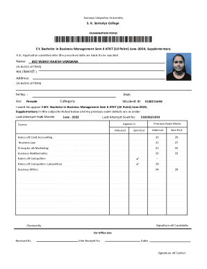 Somaiya Vidyavihar University Examination Form