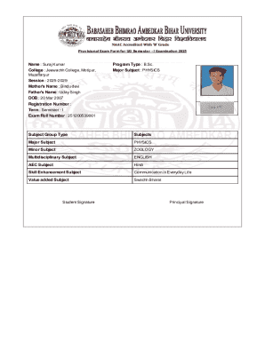 Provisional Exam Form for UG Semester - I Examination 2025