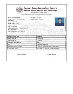 Provisional Exam Form for UG Semester II Examination 2025