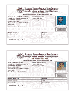 Provisional Exam Form for TDC Part III Examination 2024