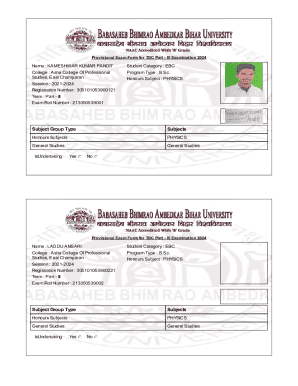 Provisional Exam Form for TDC Part III Examination 2024
