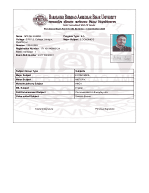 Provisional Exam Form for UG Semester - I Examination 2024