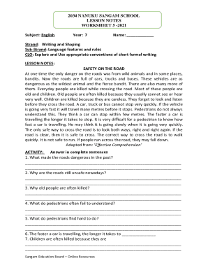 English Lesson Worksheet 5
