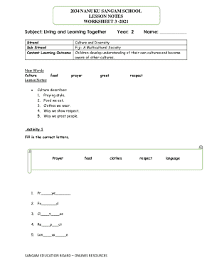 Fiji Multicultural Society Lesson Worksheet