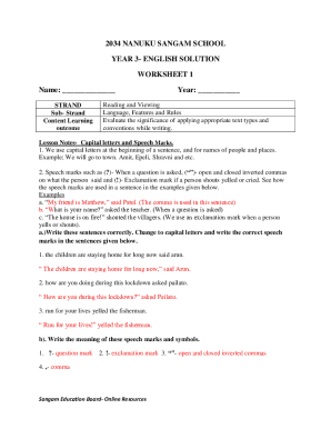 Year 3 English Worksheet