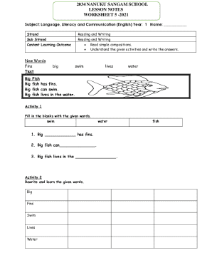 Lesson Notes Worksheet