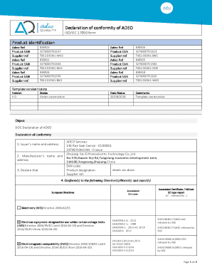 Declaration of Conformity ISO/IEC 17050 Form