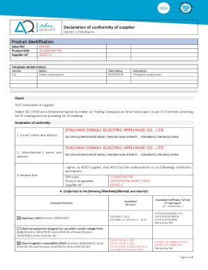 ISO/IEC 17050 Declaration of Conformity