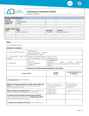 ADEO Declaration of Conformity Form