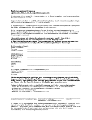 German Youth Supervision Authorization Form