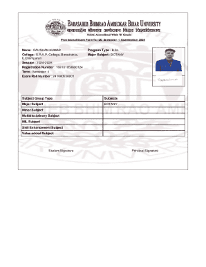 Provisional Exam Form for UG Semester - I Examination 2024