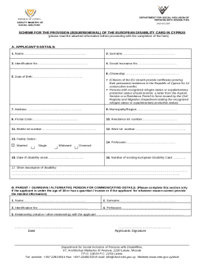 European Disability Card Application Form