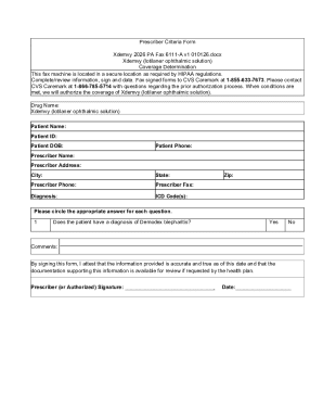 Prescriber Criteria Form
