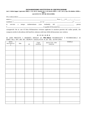 Italian Declaration of Substitution of Certification