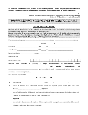 Italian School Employee Self-Certification Form
