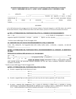 Italian Teacher Personal Certification Declaration