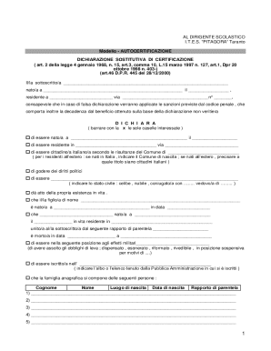 Italian Self-Certification Form