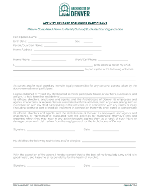 Activity Release for Minor Participant