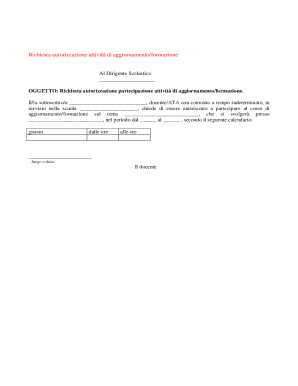 Richiesta Autorizzazione Attività Formazione