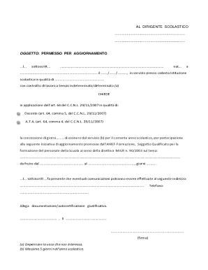 Italian School Leave Request Form