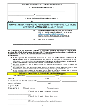 Italian School Permit Application Form