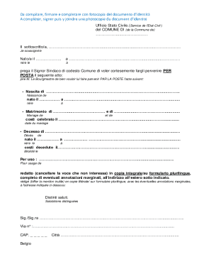 Request for Birth, Marriage, or Death Certificate